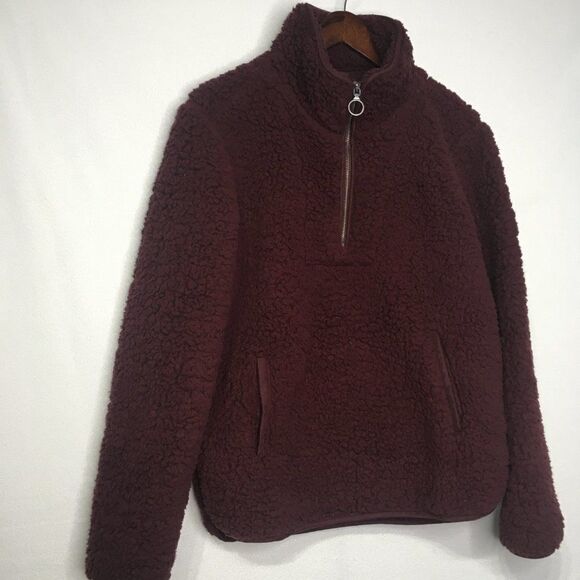 Thread & Supply Dark Red Sherpa  Pull Over 3/4 Zip Sz XS - Picture 4 of 13